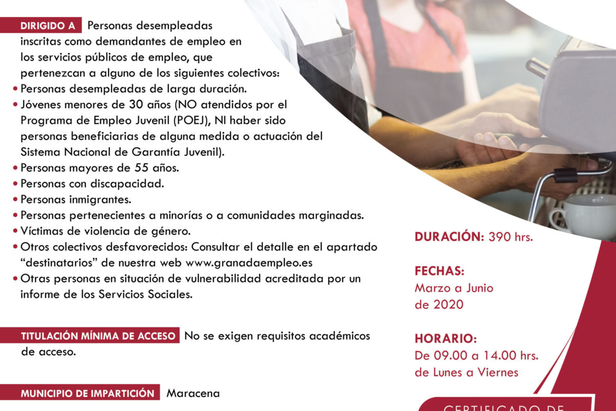GRANADA EMPLEO – CURSO DE OPERACIONES BASICAS DE RESTAURANTE Y BAR