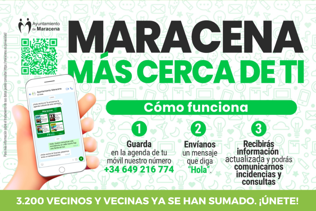El servicio de Whatsapp permite mantener permanentemente conectada a la ciudadanía de Maracena